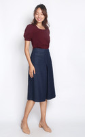 Megan Wide Leg Denim Culottes - Dark Wash