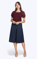 Megan Wide Leg Denim Culottes - Dark Wash
