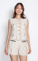 Vivienne Tweed Vest Top - Natural