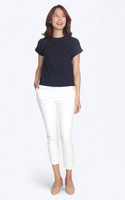 Josie Eyelet Detail Tee Top - Navy