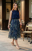 Willa Floral Skirt - Navy