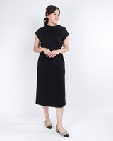 Zender Drawstring Tee Dress - Black