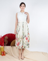 Eden Printed Pleated Dress - White