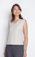 Anita Sleeveless V-Neck Top - Sand