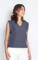 Anita Sleeveless V-Neck Top - Grey