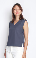 Anita Sleeveless V-Neck Top - Grey