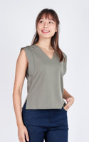 Anita Sleeveless V-Neck Top - Olive