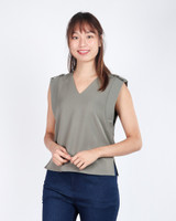 Anita Sleeveless V-Neck Top - Olive