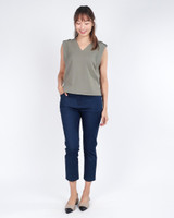 Anita Sleeveless V-Neck Top - Olive