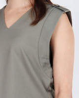 Anita Sleeveless V-Neck Top - Olive