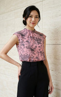 Kira Toile Print Chiffon Top - Pink