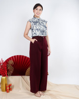 Kira Toile Print Chiffon Top - Cream