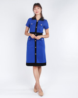 Carmen Contrast Pencil Dress - Cobalt