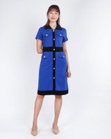 Carmen Contrast Pencil Dress - Cobalt
