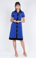 Carmen Contrast Pencil Dress - Cobalt