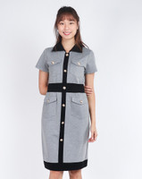 Carmen Contrast Pencil Dress - Grey