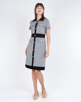 Carmen Contrast Pencil Dress - Grey