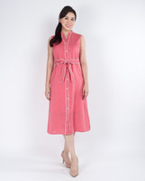 Hannah Polka Dot Notch Neck Dress - Pink