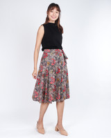 Althea Batik Wrap Midi Skirt - Red