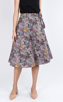 Althea Batik Wrap Midi Skirt - Yellow