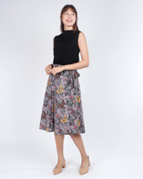 Althea Batik Wrap Midi Skirt - Yellow