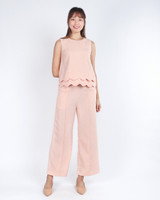 Taya Tailored Wide Leg Pants - Peach Pink