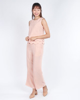 Taya Tailored Wide Leg Pants - Peach Pink