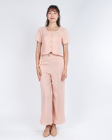 Taya Tailored Wide Leg Pants - Peach Pink