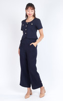 Taya Tailored Wide Leg Pants - Navy