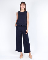 Taya Tailored Wide Leg Pants - Navy