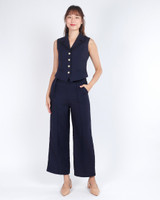 Taya Tailored Vest Top - Navy