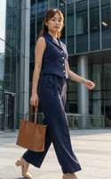 Taya Tailored Vest Top - Navy