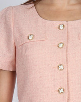 Kylee Button Down Sleeved Crop Top - Peach Pink
