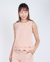 Alyna Layered Scallop Hem Top - Peach Pink
