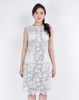 Rosetta Crochet Shift Dress - White