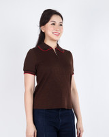 Kiley Ribbed Collar Top - Brown