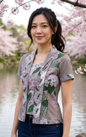 Kimiko Batik Kebaya Top - Grey