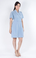 Daphne Chiffon Sleeve Button Dress - Blue