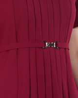 Marcia Sleeved Pleated Dress - Burgundy