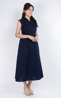 Yunise Linen Utility Midi Dress - Navy