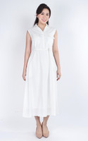 Yunise Linen Utility Midi Dress - White