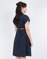 Zonia Cuffed Shirt Dress - Navy