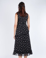 Estel Floral Chiffon Midi Dress - Black