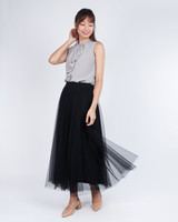 Yumi Tulle Midi Skirt - Black