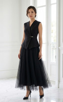 Yumi Tulle Midi Skirt - Black
