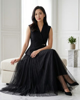 Yumi Tulle Midi Skirt - Black