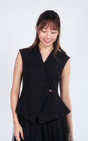 Clarien Tailored Wrap Top - Black