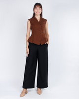 Clarien Tailored Wrap Top - Chestnut