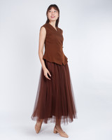 Clarien Tailored Wrap Top - Chestnut