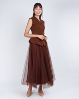 Clarien Tailored Wrap Top - Chestnut